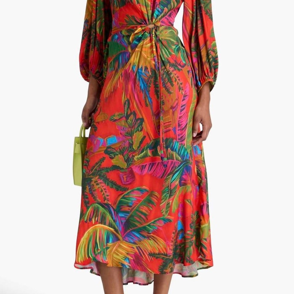 FARM Rio | Urban Jungle Cutout Midi Dress | Multicolor, Size M